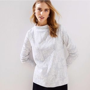 Loft floral jacquard mock neck sweatshirt